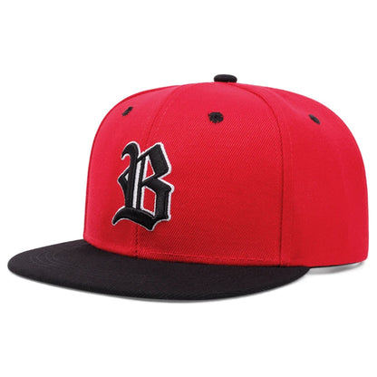 Unisex Letter B Gothic Embroidery Flat Brim Hip Hop Baseball Cap