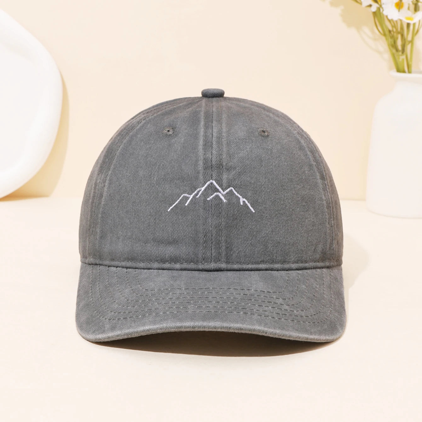 Retro Washed Mountain Embroidered Duckbill Cap