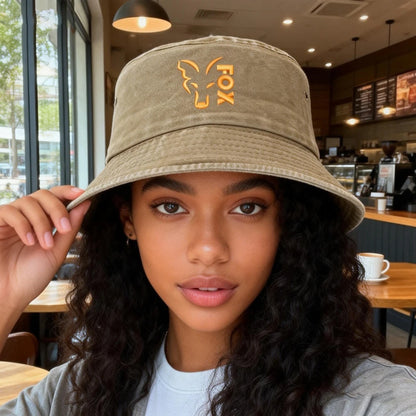 FOX Washed Retro Embroidered Bucket Hat