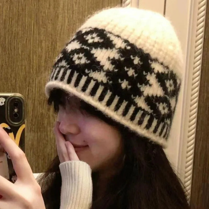 Korean Retro Knitted Wool Bucket Hat