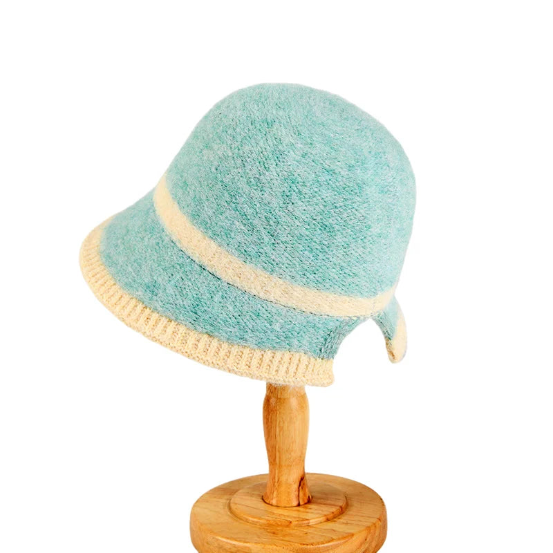 Korean Plush Knit Winter Bucket Hat