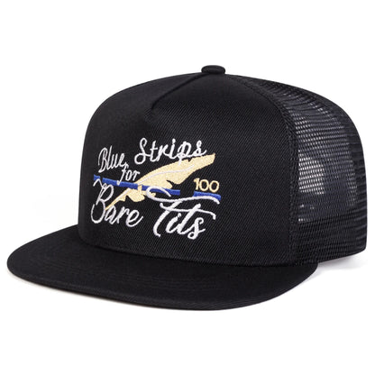 Blue Strips For Bare Tits Embroidery Snapback Cap