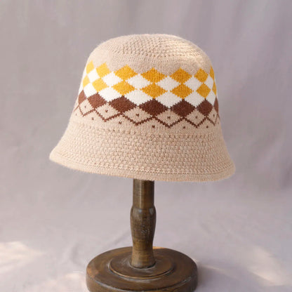 Women's Striped Wool Knitted Bucket Hat