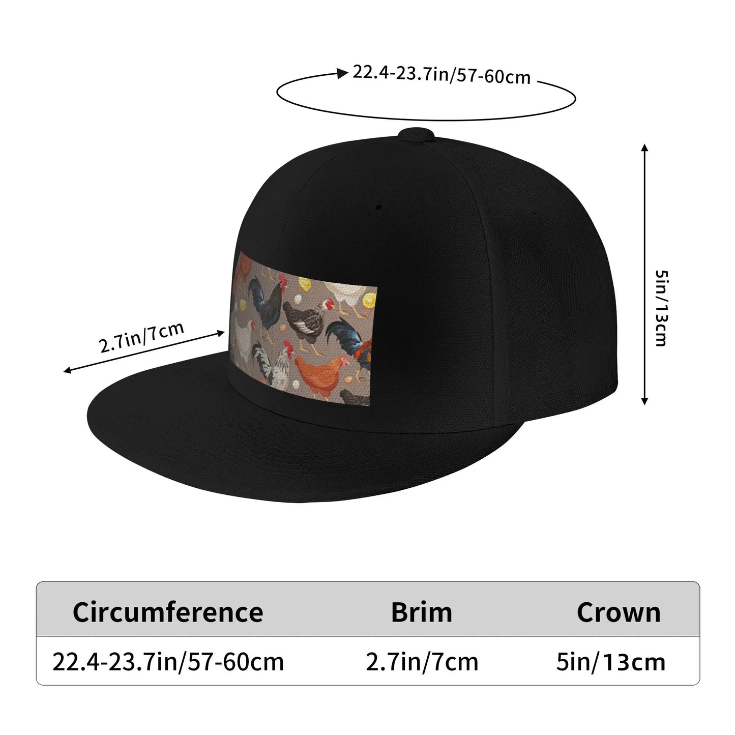 Chicken Animal Theme Casual Breathable Snapback Cap