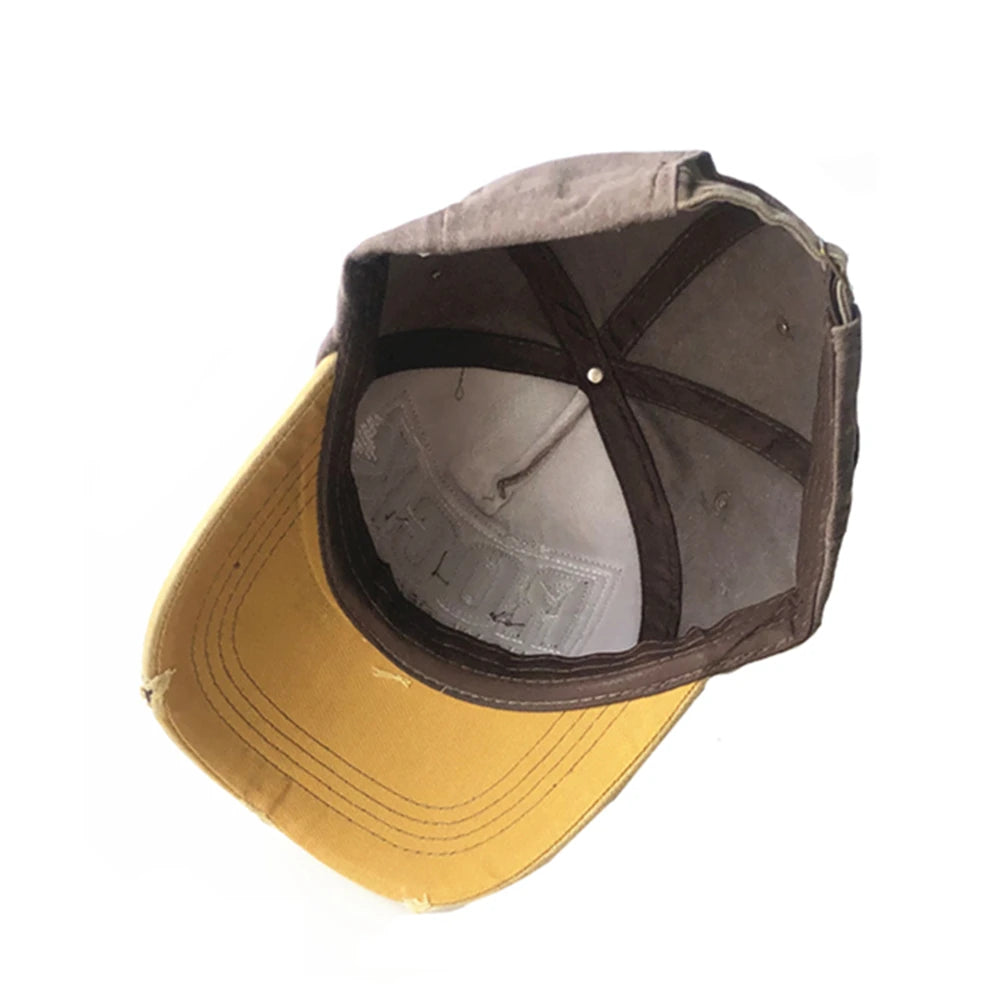 Frayed Washed Cotton Rock Letter Baseball Cap