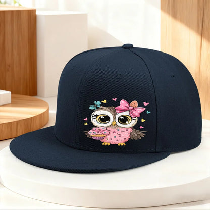 Cute Owl Cupcake Pink Bow Snapback Cap