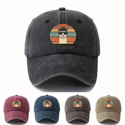Cartoon Alpaca Curved Brim Baseball Cap