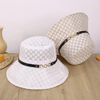 Women Plaid Travel Bucket Hat