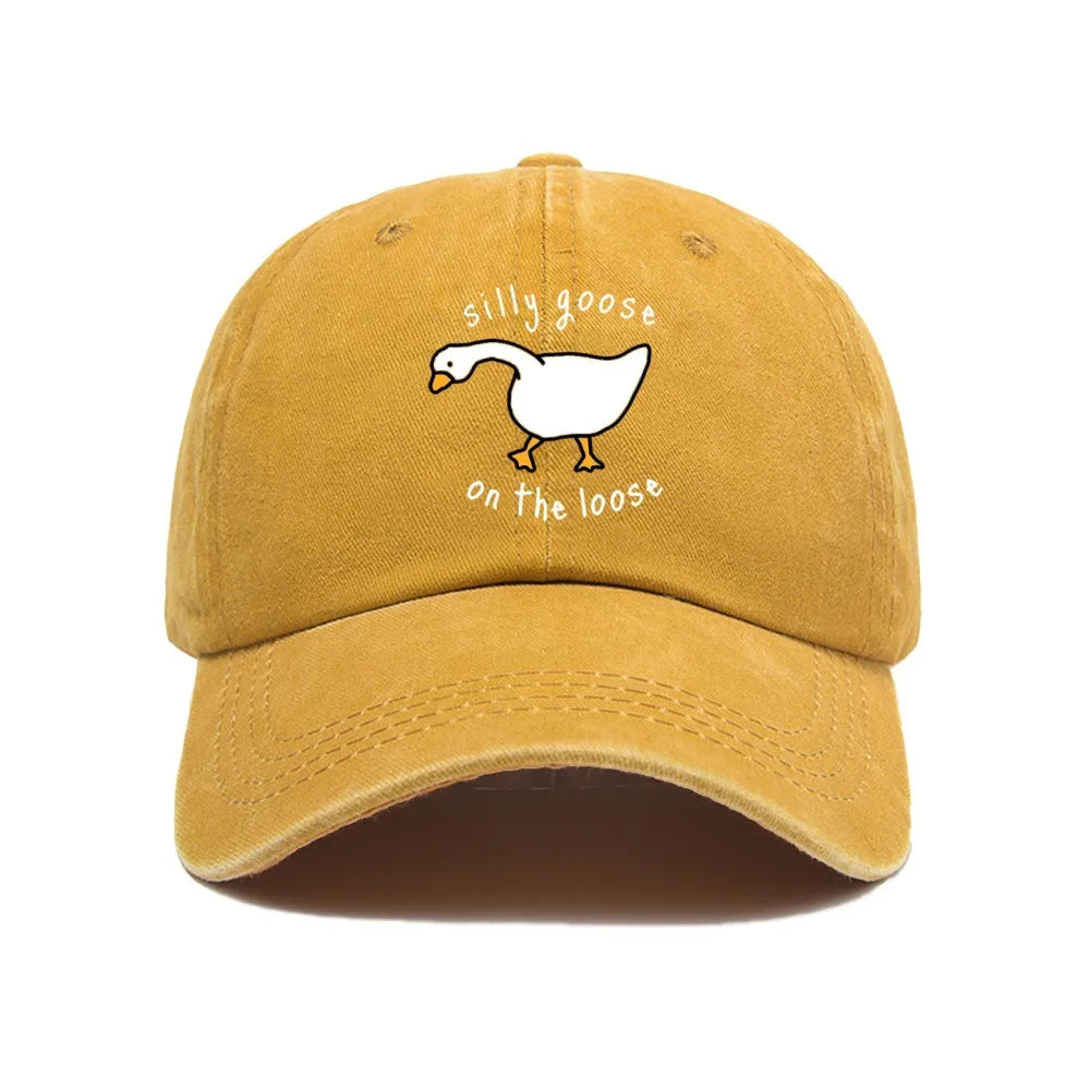 Big Goose Print Soft Top Baseball Cap