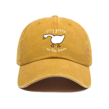 Big Goose Print Soft Top Baseball Cap