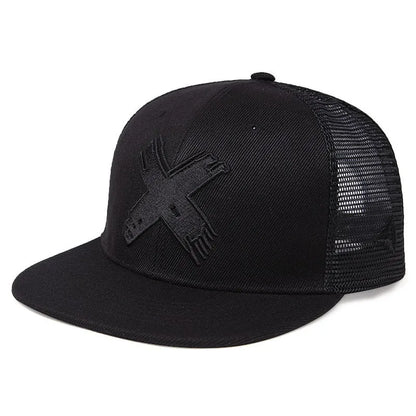 Mesh X Letter 3D Embroidered Snapback Cap