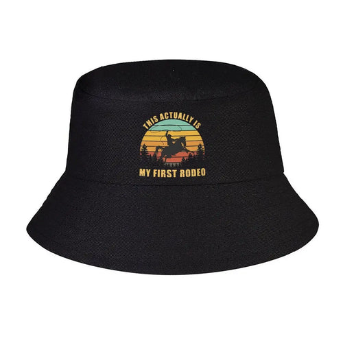 First Rodeo Cowboy Retro Sunset Bucket Hat