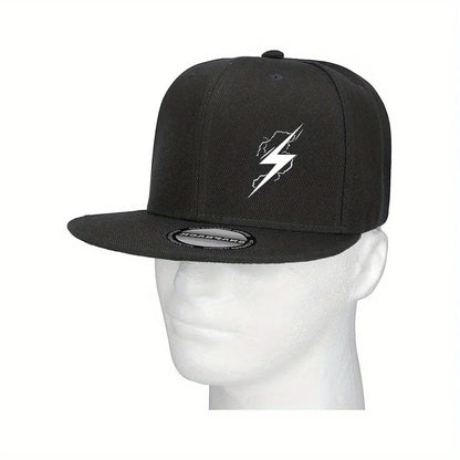 Lightning Bolt Graphic Flat Brim Snapback Cap