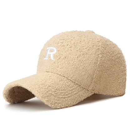 Letter R Lamb Wool Duckbill Cap