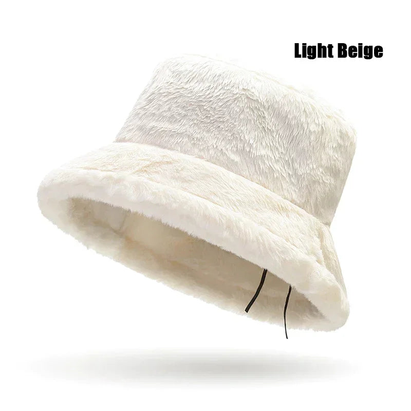 Leopard Print Plush Winter Bucket Hat