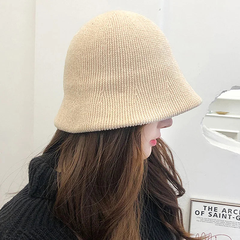 Chenille Knitted Warm Winter Bucket Hat