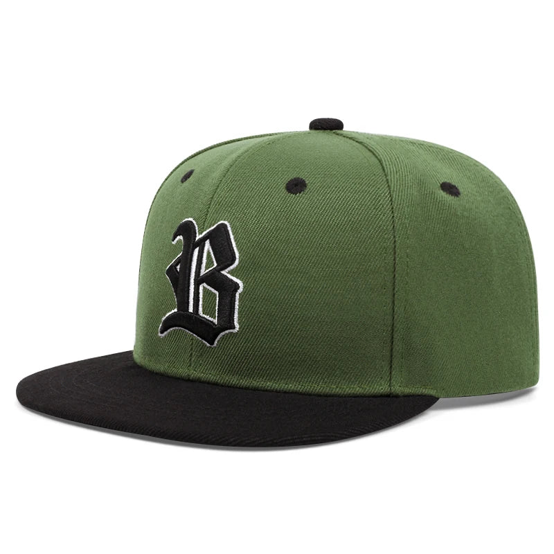 Unisex Letter B Gothic Embroidery Flat Brim Hip Hop Baseball Cap