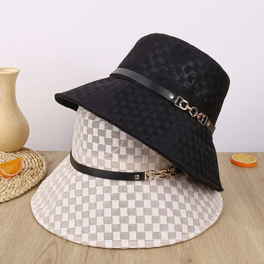 Women Plaid Travel Bucket Hat