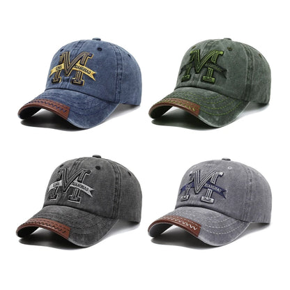 Men 3D Letter Embroidery Washed Cotton Denim Hats