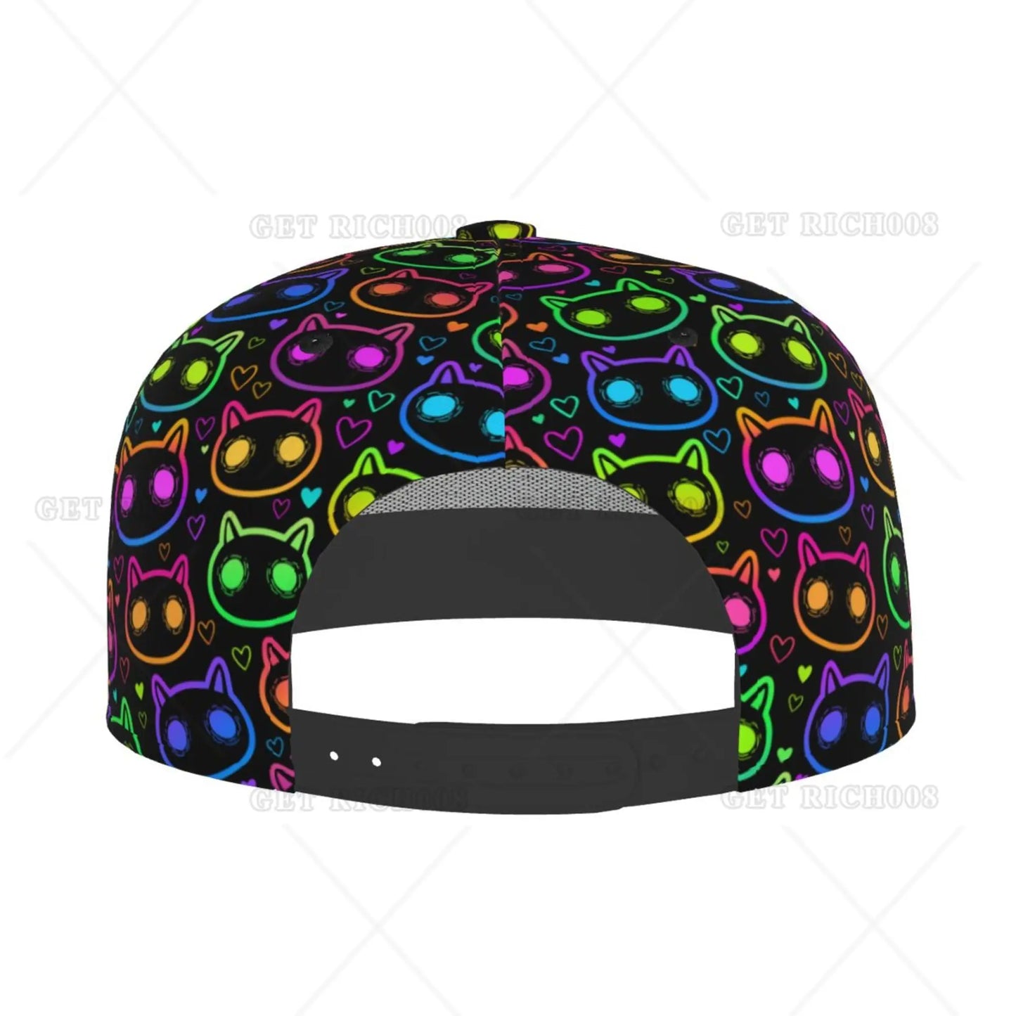 Neon Cats Flat Brim Baseball Cap