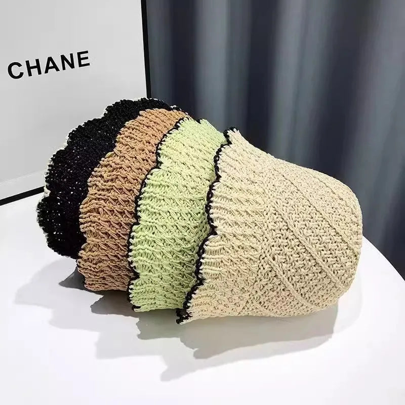 Japanese Lace Hollow Straw Summer Bucket Hat