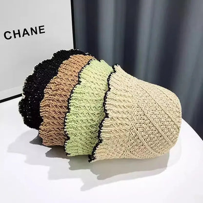 Japanese Lace Hollow Straw Summer Bucket Hat
