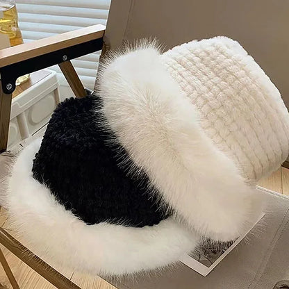 Mongolian Plush Fur Winter Bucket Hat