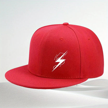 Lightning Bolt Graphic Flat Brim Snapback Cap