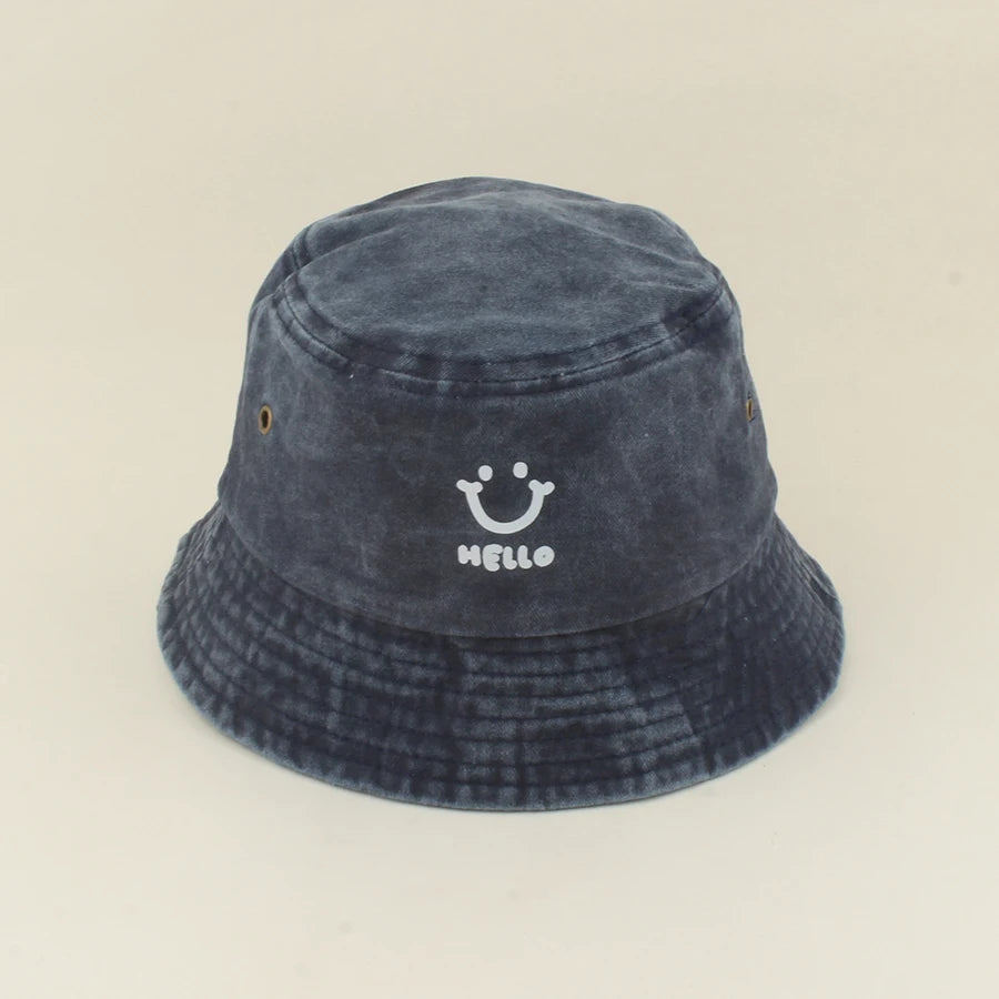 Kids Smiling Face Cotton Summer Bucket Hat