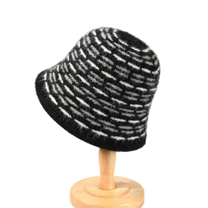Large Circumference Striped Plush Bucket Hat