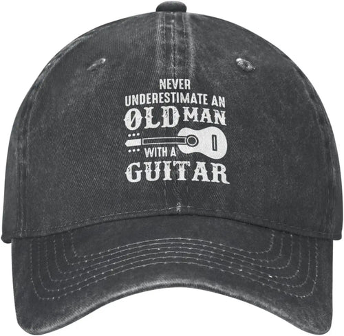 Never Underestimate Old Man With Guitar Baseball Cap