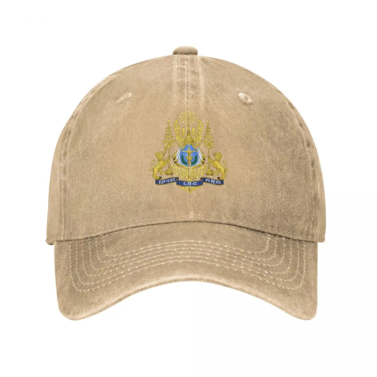 Cambodia Emblem Charcoal Washed Vintage Baseball Cap