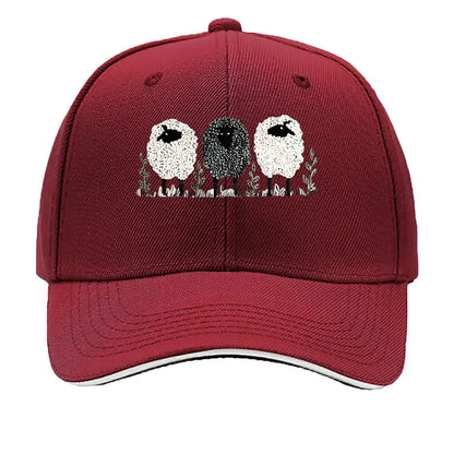 Vintage Three Lambs Print Adjustable Baseball Cap