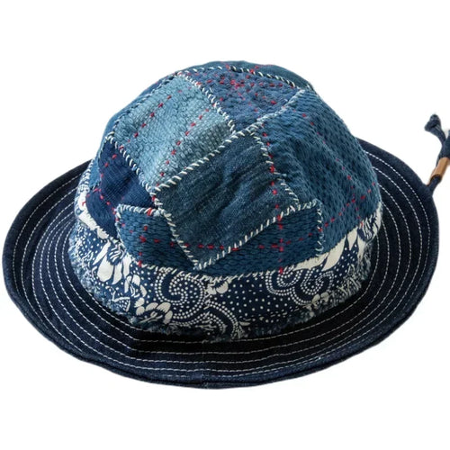Japanese Handmade Indigo Patch Bucket Hat