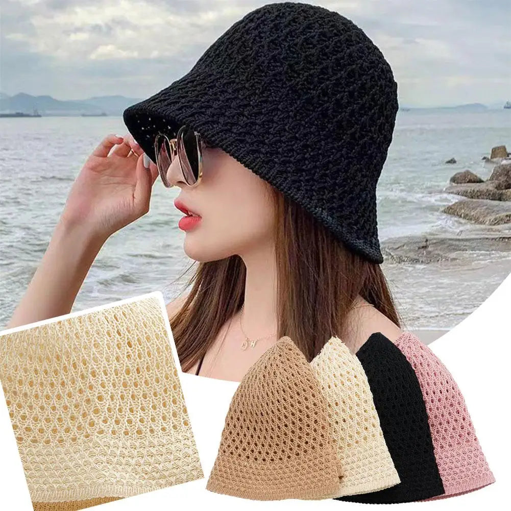 Summer Breathable Hollow Knitted Crochet Bucket Hat