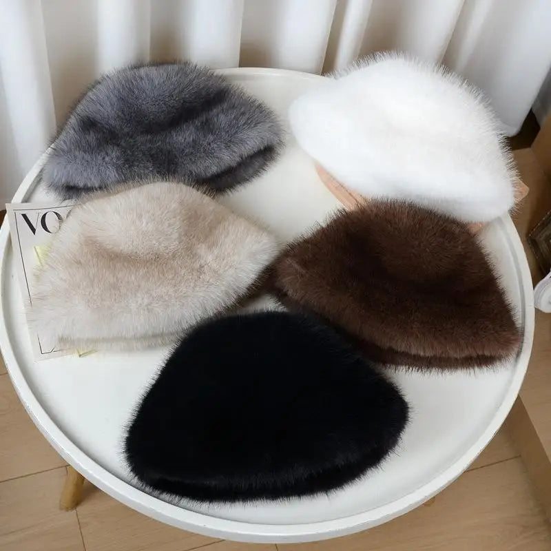 Fluffy Fur Plush Ear Protection Bucket Hat