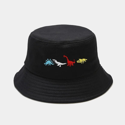 Cute Dinosaur Embroidered Cotton Bucket Hat