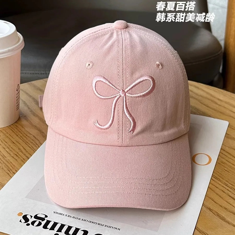 Cute Korean Bow Pink Baseball Cap