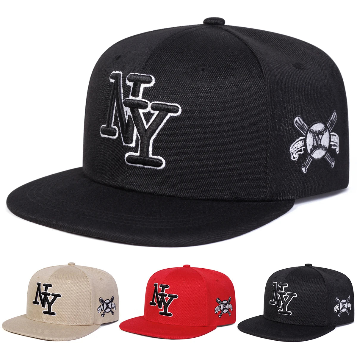 NY Letter Embroidery Hip Hop Snapback Cap
