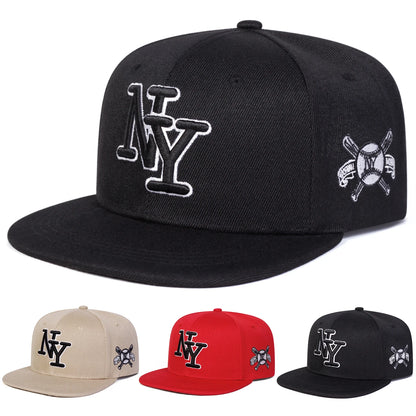 NY Letter Embroidery Hip Hop Snapback Cap