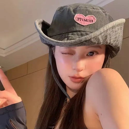Japanese Retro Washed Cowboy Bucket Hat