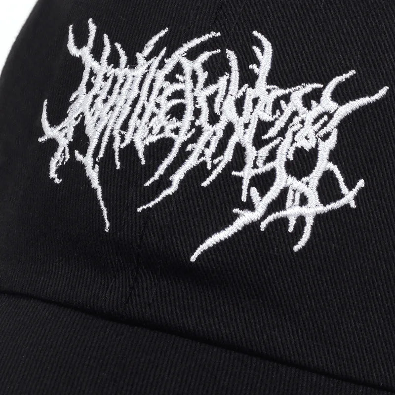 Gothic Punk Cotton Baseball Cap Embroidered Street Style