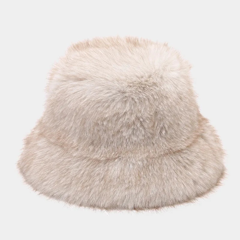 Two Tone Fluffy Long Hair Bucket Hat