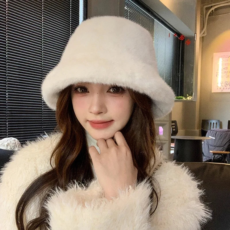 Fluffy Fur Warm Bucket Hat
