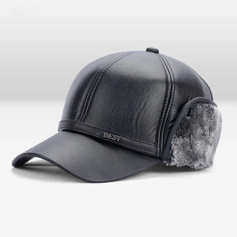 Soft Leather Warm Winter Baseball Hat