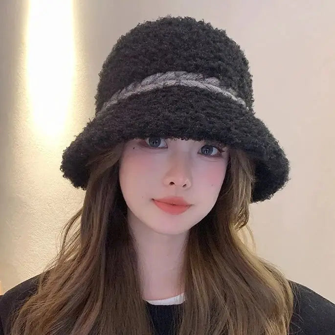 Soft Fleece Knitted Band Bucket Hat