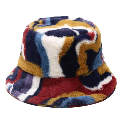 Winter Fluffy Fur Thickened Windproof Warm Bucket Hat Women Men