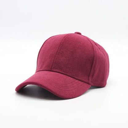 Winter Solid Suede Adjustable Baseball Cap