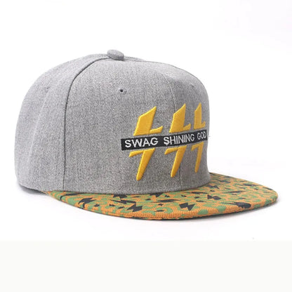 Embroidered Lightning Cotton Hip Hop Snapback Cap