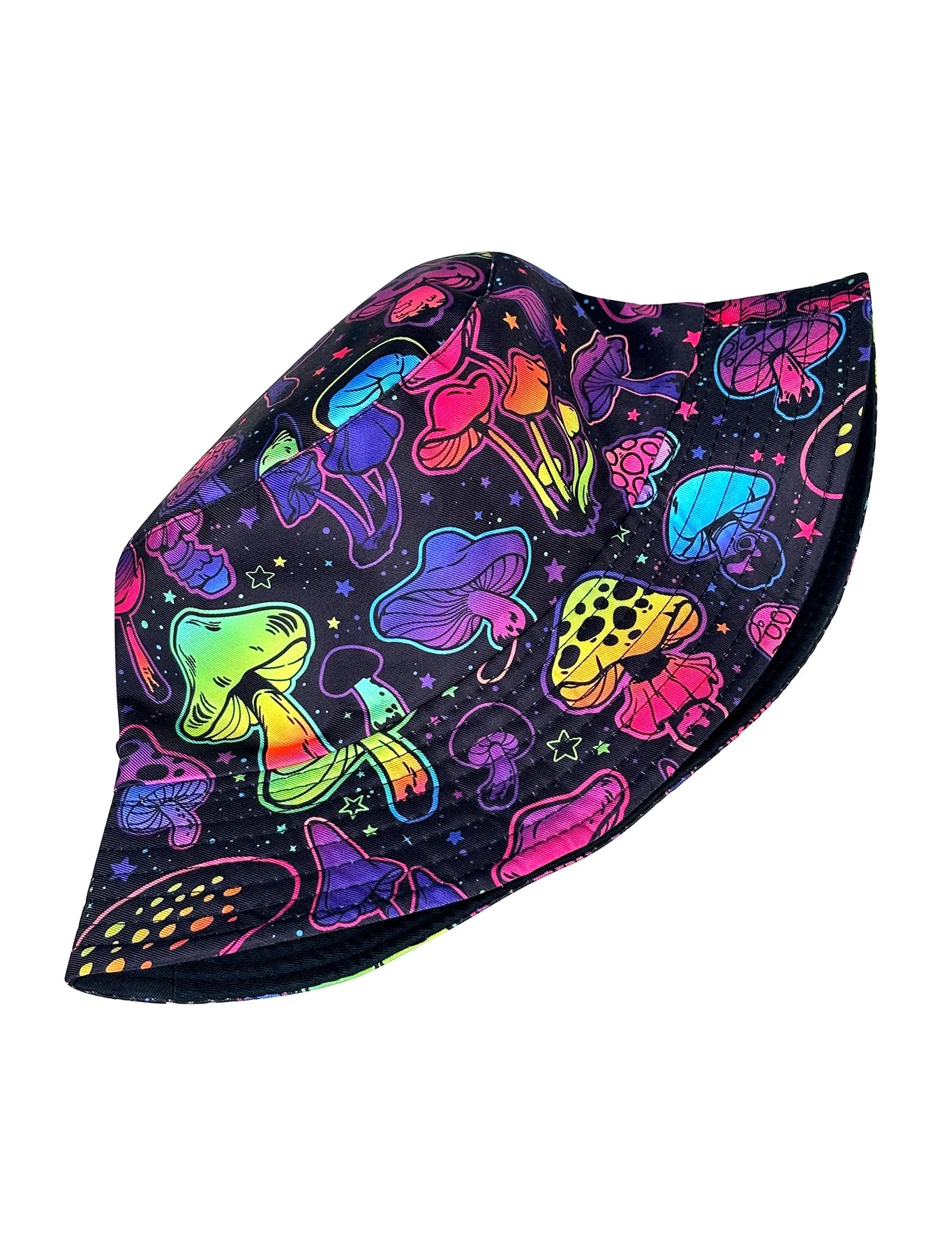 Dreamy Colorful Mushroom Reversible Foldable Bucket Hat